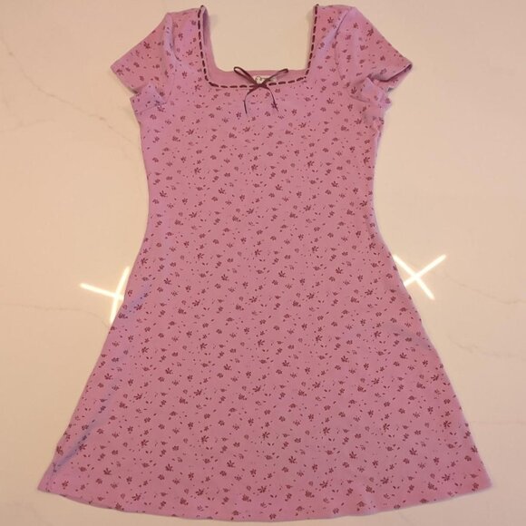 Art Class Girl's Sz XL 14 Cap Short Sleeve Square Neck Ribbed Dress Pink Barbie - Picture 3 of 10